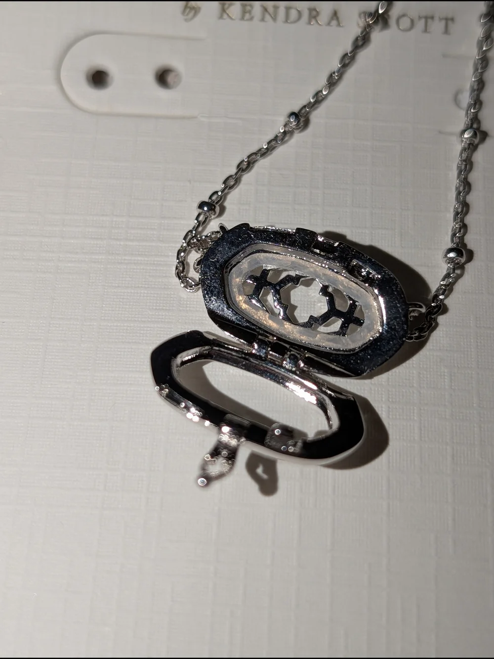 Kendra Scott Color Bar Silver Locket Necklace with Stones